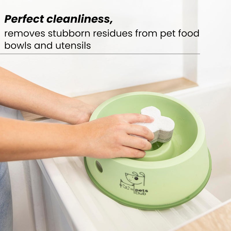Vigar Pets Club Scrubber Sponge - Set of 4 Bone-Shaped Pet Bowl Cleaning Scrubber - Dish Sponges for Washing Pet Bowl - Non Scratch and Reusable, Gray - Image 4
