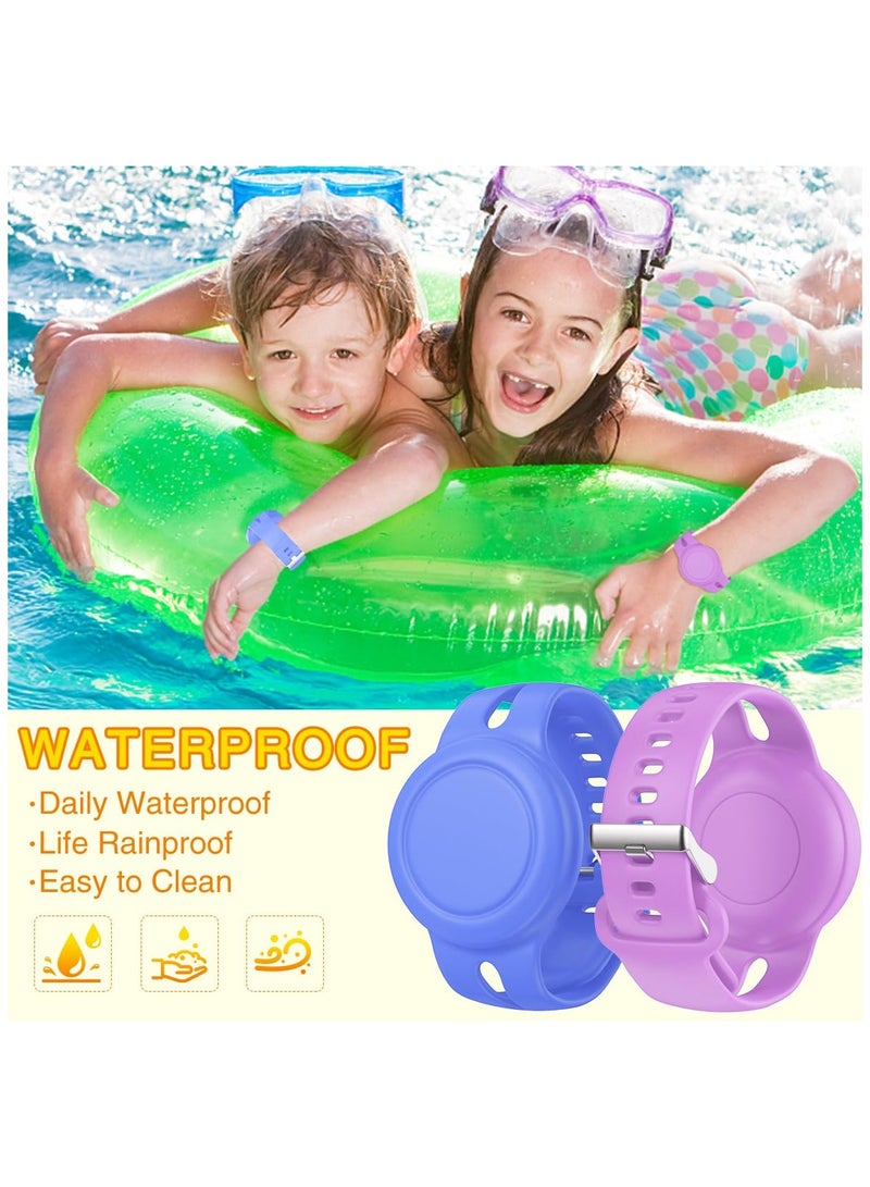 Kids Airtag Wristbands 4 Pack Waterproof Silicone Covers with Hidden Strap for toddlers Assorted Colors Black Blue Purple Yellow - Image 2