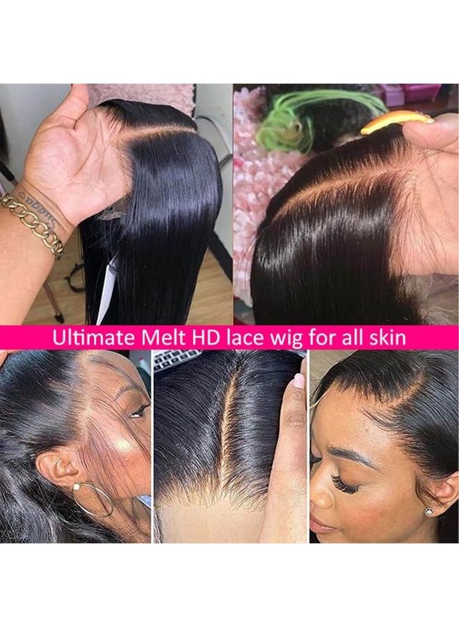 Subella 10A HD Lace Front Wigs Human Hair Pre Plucked Hairline with Baby Hair 180 Density 13x4 Brazilian Straight Human Hair Wigs for Black Women Natural Black Color (20inch) - Image 5