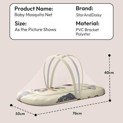 StarAndDaisy 3 in 1 Baby Mosquito net for Sleeping - Newborn, Infant Mosquito net for Newborn Baby/Soft and Comfortable Bed for 0-12 Months/Washable Cotton Design -Teddy Print - Image 2