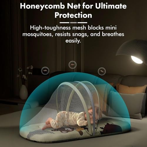 StarAndDaisy 3 in 1 Baby Mosquito net for Sleeping - Newborn, Infant Mosquito net for Newborn Baby/Soft and Comfortable Bed for 0-12 Months/Washable Cotton Design -Teddy Print - Image 5