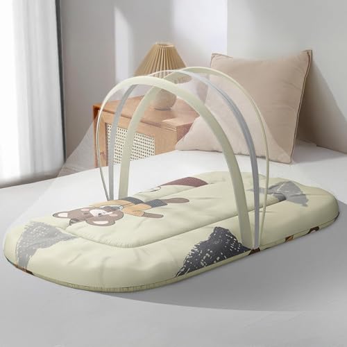 StarAndDaisy 3 in 1 Baby Mosquito net for Sleeping - Newborn, Infant Mosquito net for Newborn Baby/Soft and Comfortable Bed for 0-12 Months/Washable Cotton Design -Teddy Print - Image 1