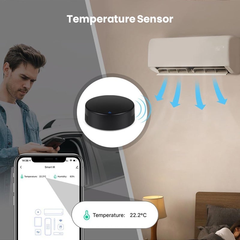 UanTii Tuya Smart IR Remote Control with Temperature Humidity, WiFi Universal Remote Controller,Smart AC Controller, Support Alexa and Works with Google Home (IR+TH) - Image 3