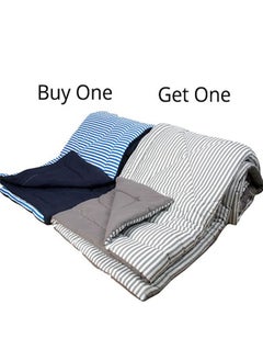 snooze Buy one get one summer double face quilt 180x220cm striped design  - Image 1
