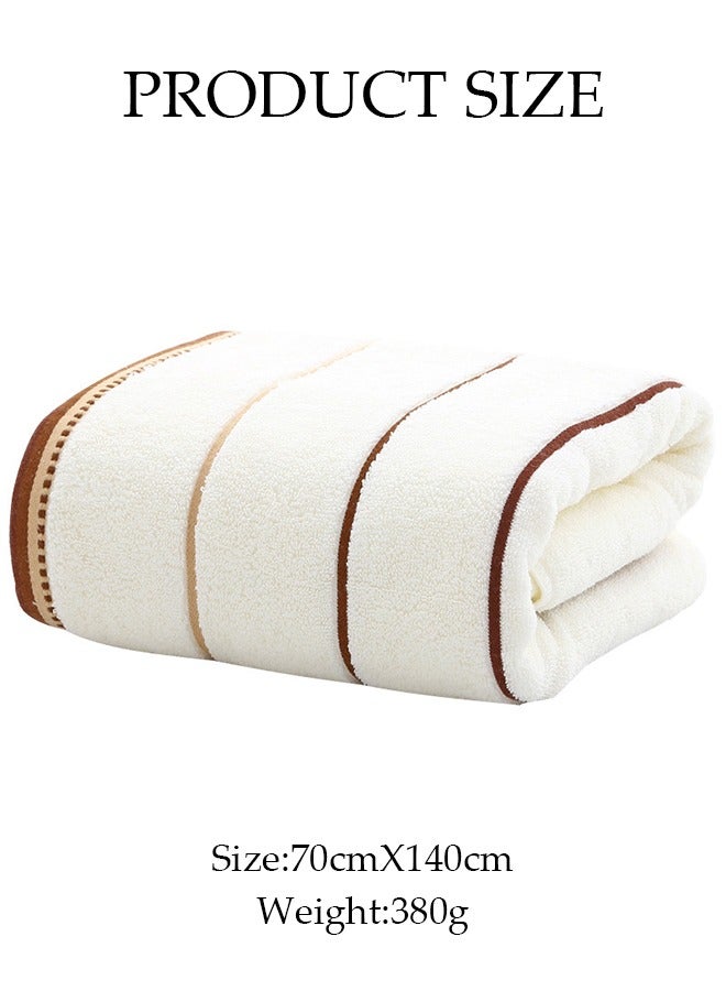 DUNISO Pure cotton bath towel Super Soft, Quick Drying, High Water Absorption, Size: 70x140 cm, Creamy White - Image 2