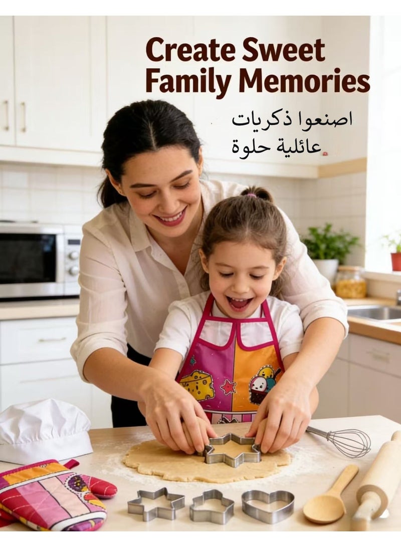 Kids Chef Role Play Set – 11PCS  Apron & Chef Hat, Pretend Play Kitchen Toys for Girls, Complete Cooking Gift for Birthday Ramadan Eid Christmas - Image 4
