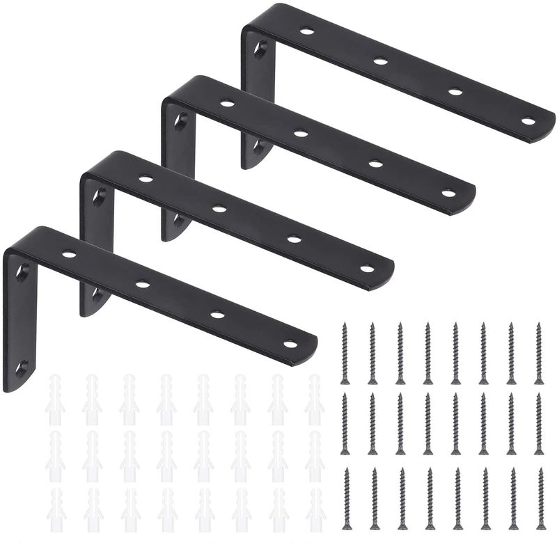 Metalick Wall Bracket L Shape with Screws Set of 4 Wall Floating Shelf Bracket Iron Shelf Brackets Metal Shelf Bracket Modern Shelf Bracket 6x4x1 - Image 1