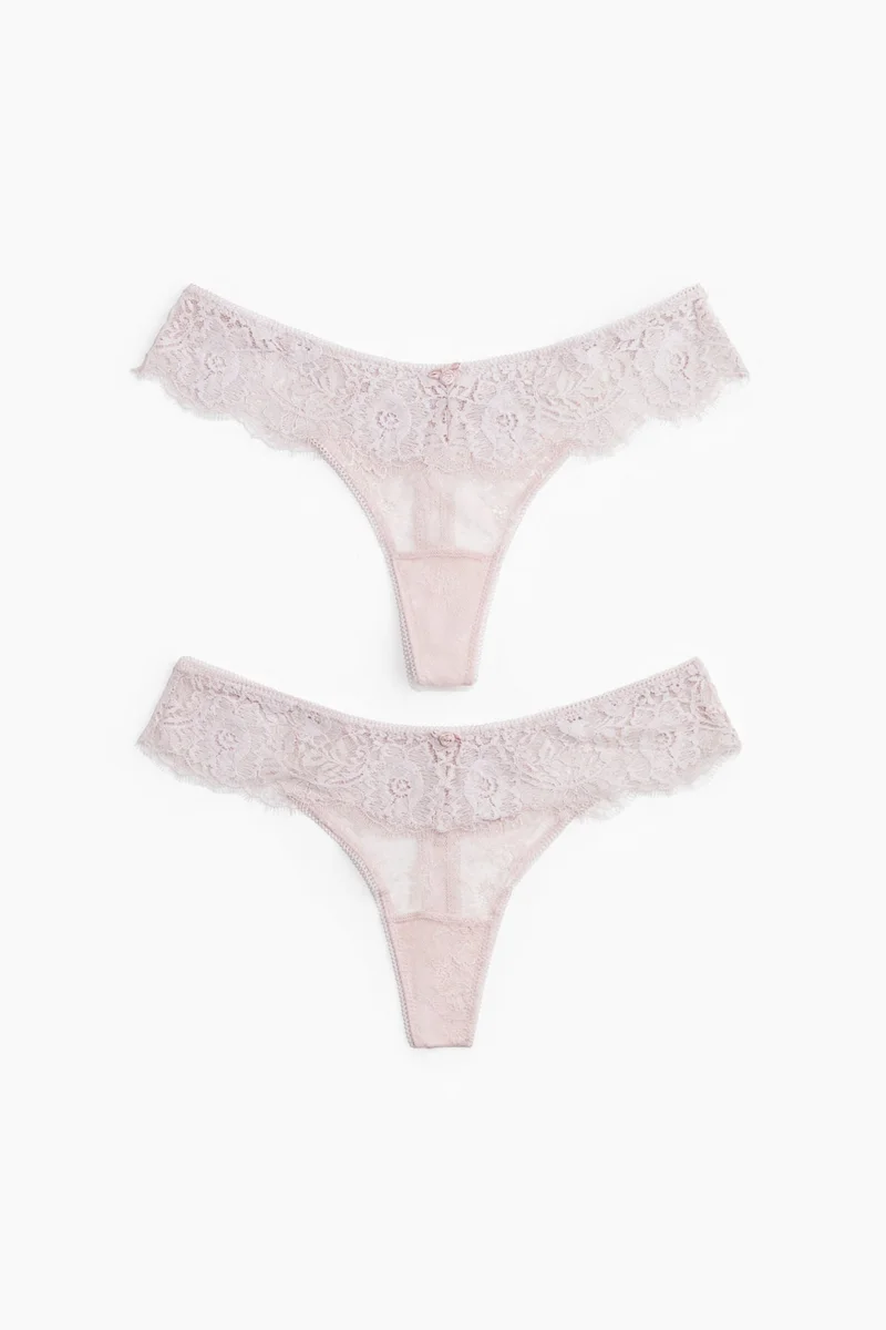 اتش اند ام سروال ثونغ من الدانتيل - عبوة من قطعتين