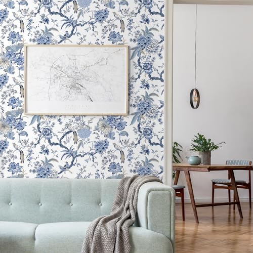 Drydiet Chinoiserie Peel and Stick Wallpaper Removable Self Adhesive Wallpaper Floral Birds Contact Jacobean Vintage Contact Paper for Bedroom - Image 4