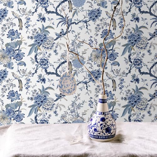 Drydiet Chinoiserie Peel and Stick Wallpaper Removable Self Adhesive Wallpaper Floral Birds Contact Jacobean Vintage Contact Paper for Bedroom - Image 3