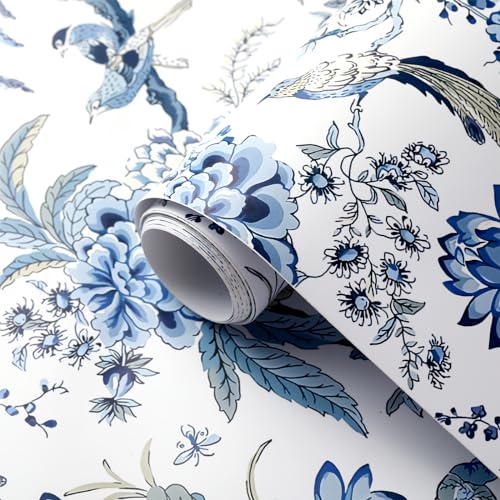 Drydiet Chinoiserie Peel and Stick Wallpaper Removable Self Adhesive Wallpaper Floral Birds Contact Jacobean Vintage Contact Paper for Bedroom - Image 2