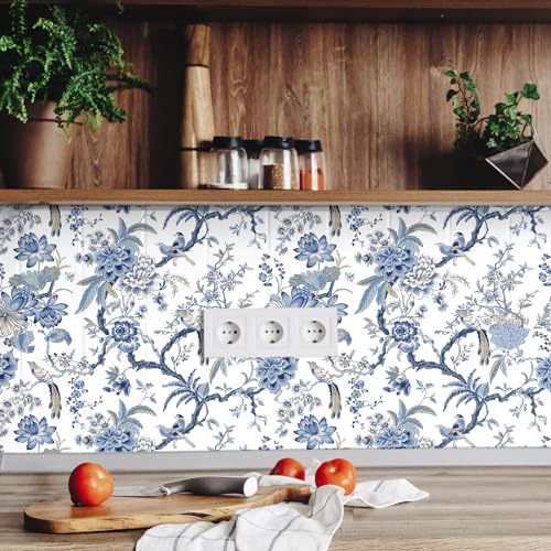 Drydiet Chinoiserie Peel and Stick Wallpaper Removable Self Adhesive Wallpaper Floral Birds Contact Jacobean Vintage Contact Paper for Bedroom - Image 5