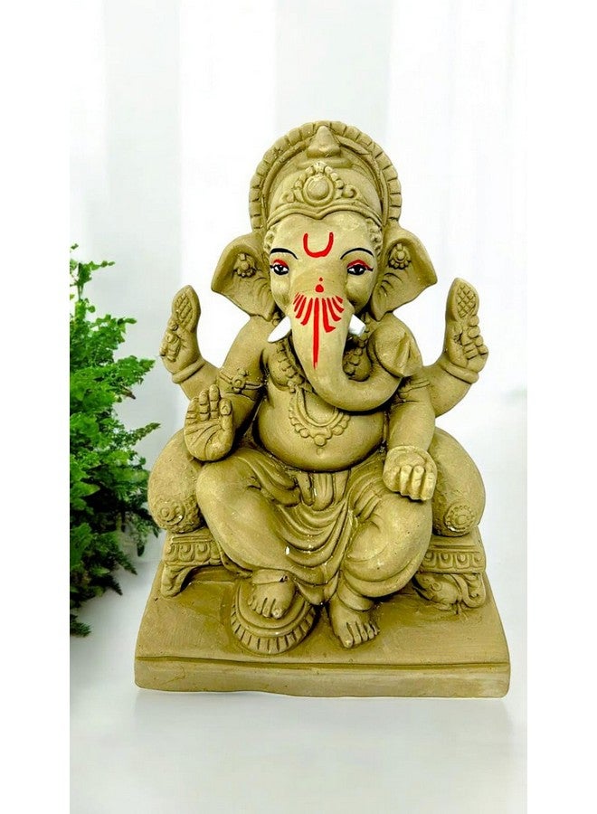 Suninow 100% Eco Friendly Clay Ganesh Idol for Ganesh Chaturthi 7.4 Inch | Water Soluble | Ganesh Chaturthi Idol | Clay Ganesha Idol, Multicolor (gi21) - Image 4
