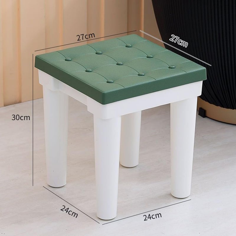 Square Small Shower Stool, Small Sitting Stool for Home Living Room Bathroom, Non-Slip Plastic Household Low Stool, Sturdy and Durable Shower Chair (Color : Green, Size : 27 * 27 * 30cm) - Image 2