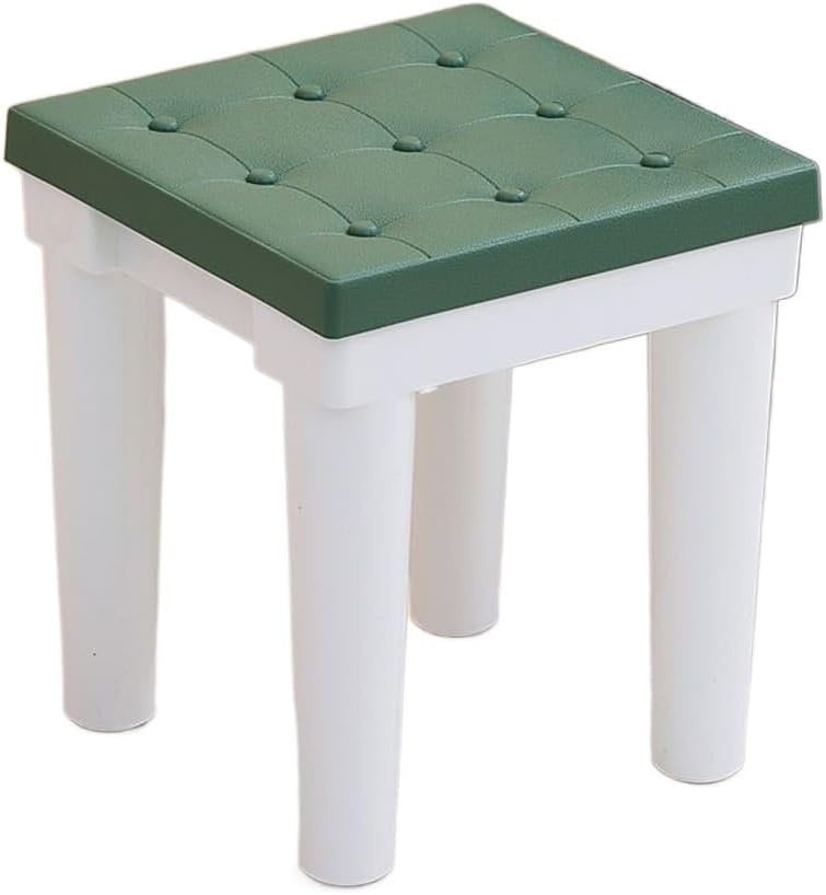 Square Small Shower Stool, Small Sitting Stool for Home Living Room Bathroom, Non-Slip Plastic Household Low Stool, Sturdy and Durable Shower Chair (Color : Green, Size : 27 * 27 * 30cm) - Image 1