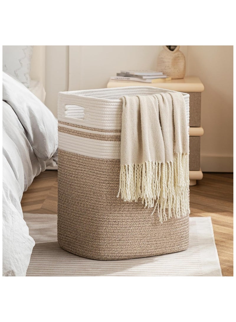 FYLX Cotton Laundry Basket, Large Woven Rope Basket with Handles for Living Room and Bedroom, Stylish Storage Basket for Blankets, Toys, Clothes and Pillow - 22x16x13 Inches - Image 2