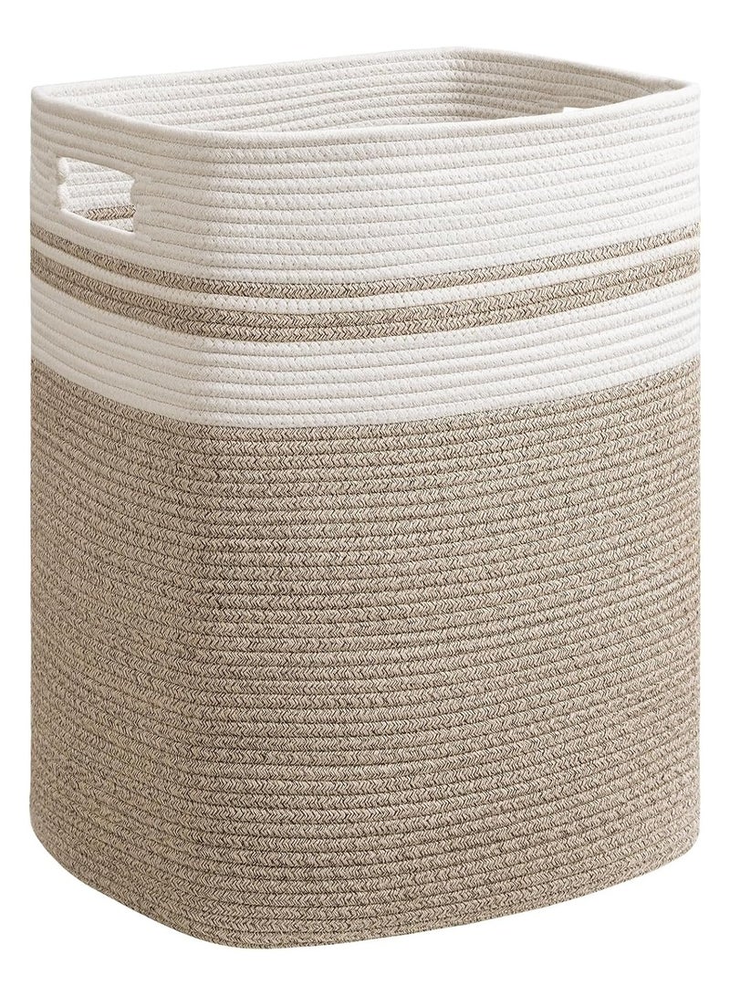 FYLX Cotton Laundry Basket, Large Woven Rope Basket with Handles for Living Room and Bedroom, Stylish Storage Basket for Blankets, Toys, Clothes and Pillow - 22x16x13 Inches - Image 1