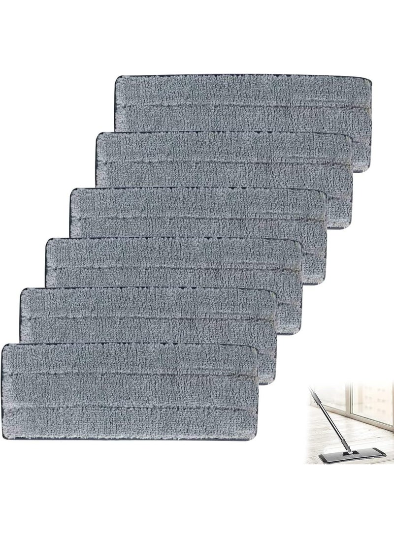 Pack of 6 Mop Pads Mop Cloth Flat Replacement Mop Microfibre Cloth Wet Dry Use Washable & Reusable for Cleaning Bedrooms, Household Windows and Shower Bath - Image 1