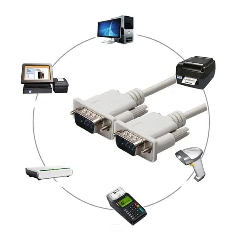 MESHIV كابل تسلسلي DB9 منفذ COM ذكر إلى ذكر RS232 مباشر 9 دبابيس (أبيض - 10 متر) - Image 3