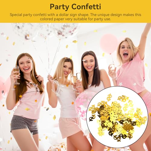 Agatige Dollar Confetti PVC Sequins Party Money Table Confetti Tissue Paper with Dollar Sign Shaped Pretend Tabletop Decor for Wedding Birthday Festival Bachelorette Party DecorationGold - Image 5
