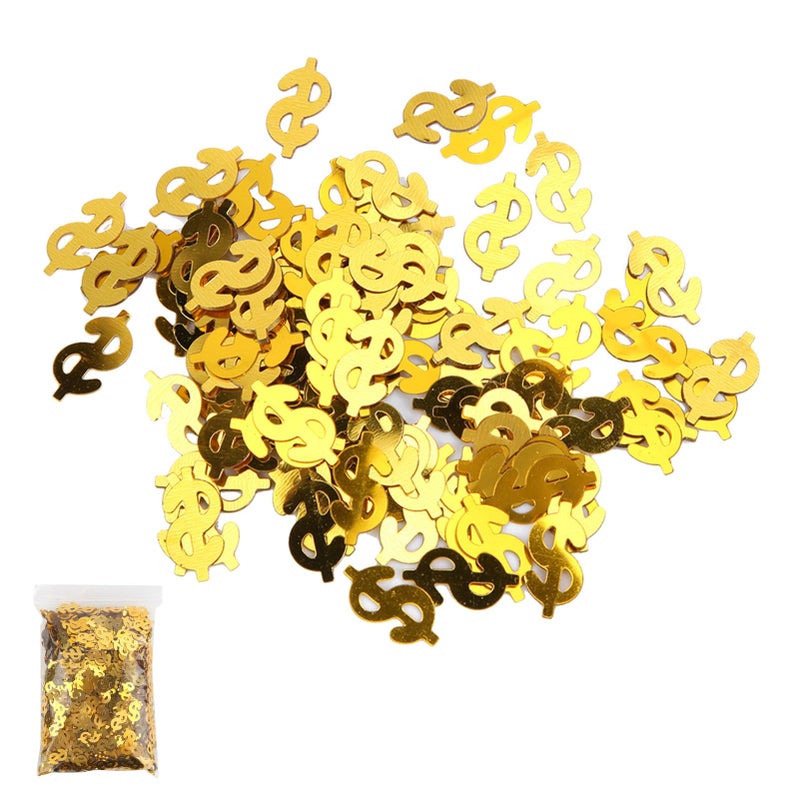 Agatige Dollar Confetti PVC Sequins Party Money Table Confetti Tissue Paper with Dollar Sign Shaped Pretend Tabletop Decor for Wedding Birthday Festival Bachelorette Party DecorationGold - Image 3