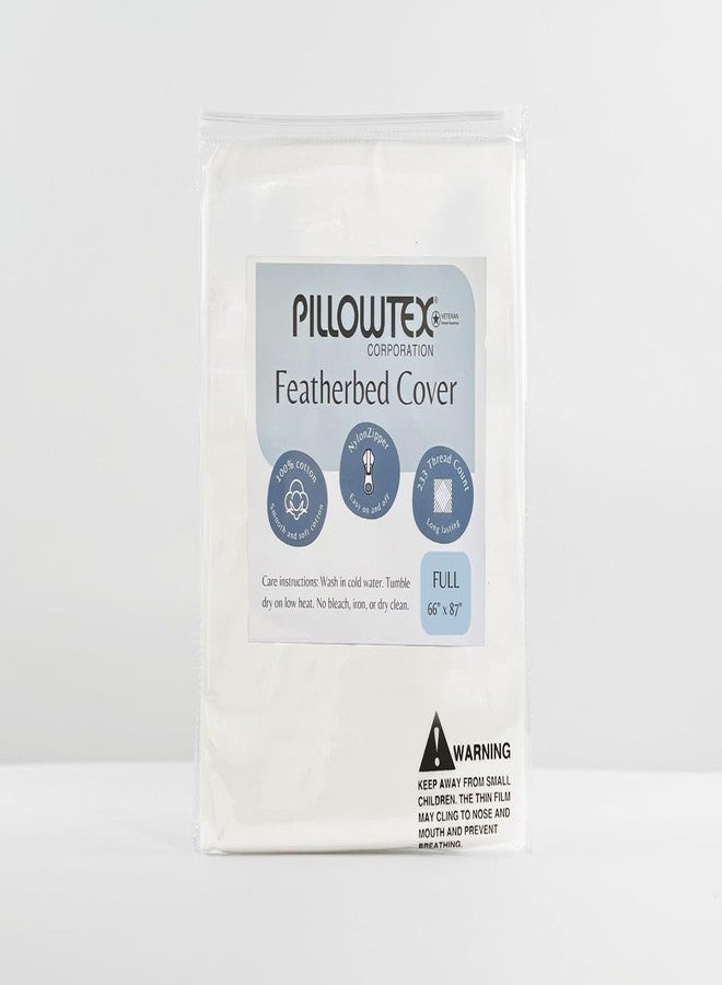 بيلوتيكس غطاء مرتبة من الريش من Pillowtex، مصنوع من القطن بنسبة 100%، مزود بسحاب للإغلاق - مقاس كامل - Image 1