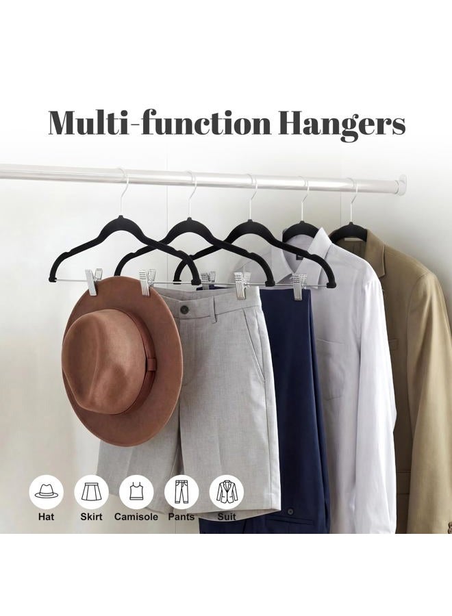HOUSE DAY Velvet Skirt Hangers 24 Pack, Black Velvet Hangers with Adjustable Clips, Space Saving Slim Velvet Pant Hangers, Heavy Duty Shorts Hangers, Non Slip Clip Hangers for Pants, Skirts, Shorts - Image 3