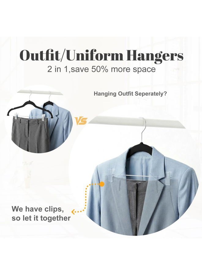 HOUSE DAY Velvet Skirt Hangers 24 Pack, Black Velvet Hangers with Adjustable Clips, Space Saving Slim Velvet Pant Hangers, Heavy Duty Shorts Hangers, Non Slip Clip Hangers for Pants, Skirts, Shorts - Image 5