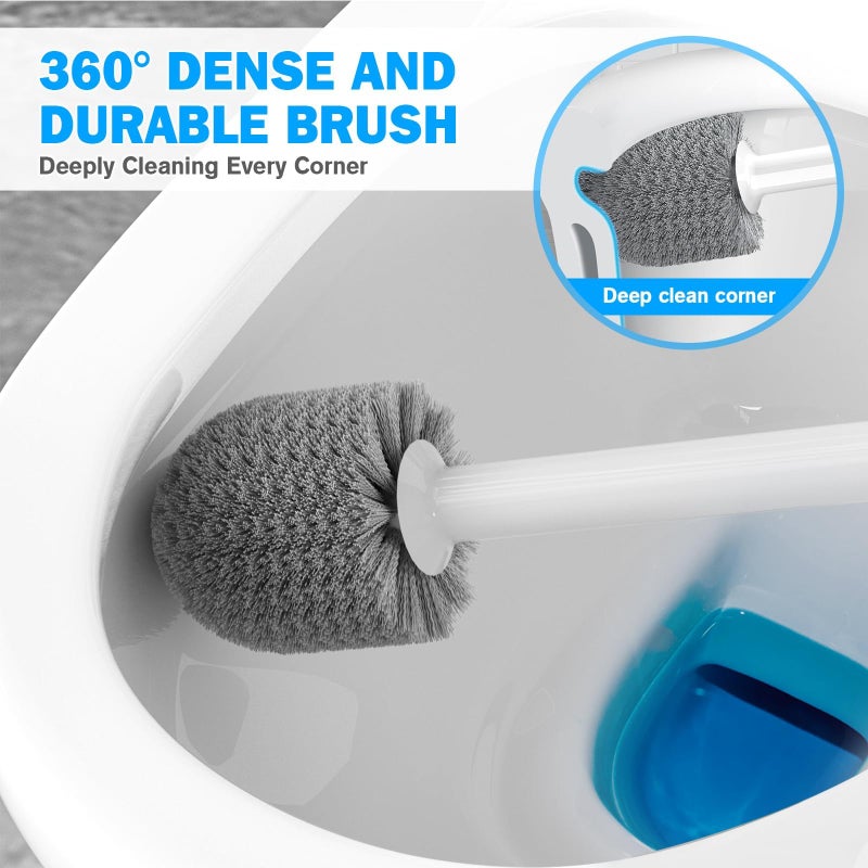 TRENTI Toilet Plunger and Brush Set, Bowl Brush and Heavy Duty Toilet Plunger with Ventilated Holder, 2-in-1 Toilet Brush and Plunger Combo for 5.3-inch Toilet Drain Bathroom Deeply Cleaning(White & Grey) - Image 4