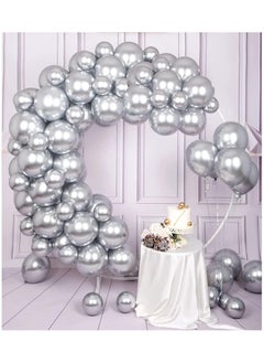 JOLLITY LLC Metallic Chrome Balloons 50 Pcs 12 Inch Helium Shiny Thicken Latex Party Decoration (Chrome Silver)  - Image 1