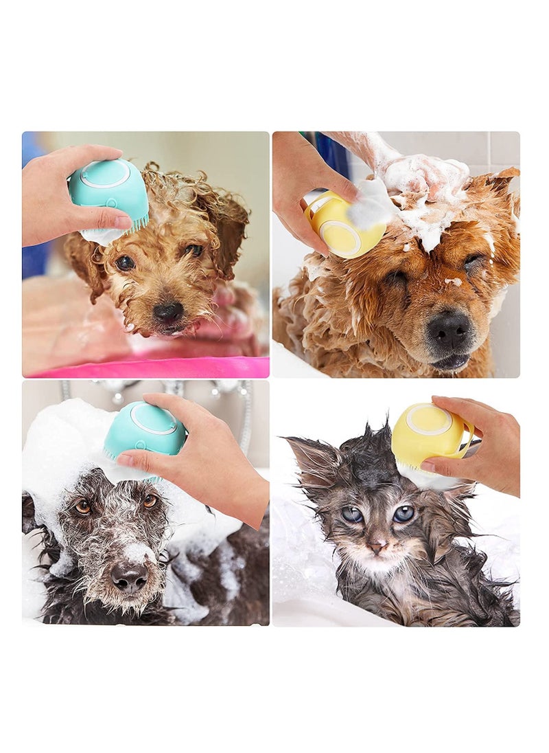 Loquat 2Pcs Pet Dog Bath Brush Comb Silicone Rubber Grooming Puppy Massage Hair Fur Cleaning Soft Shampoo Dispenser - Image 3