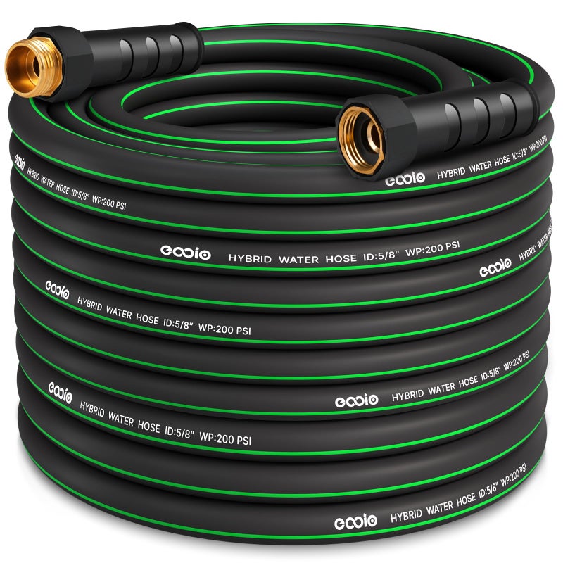 EOOIO Heavy Duty Garden Hose 100ft, NON-EXPANDABLE Flexible Water Hose, Kink Resistant Lightweight Hybrid Hose, Leakproof Hose Male to Female Fittings - Image 1