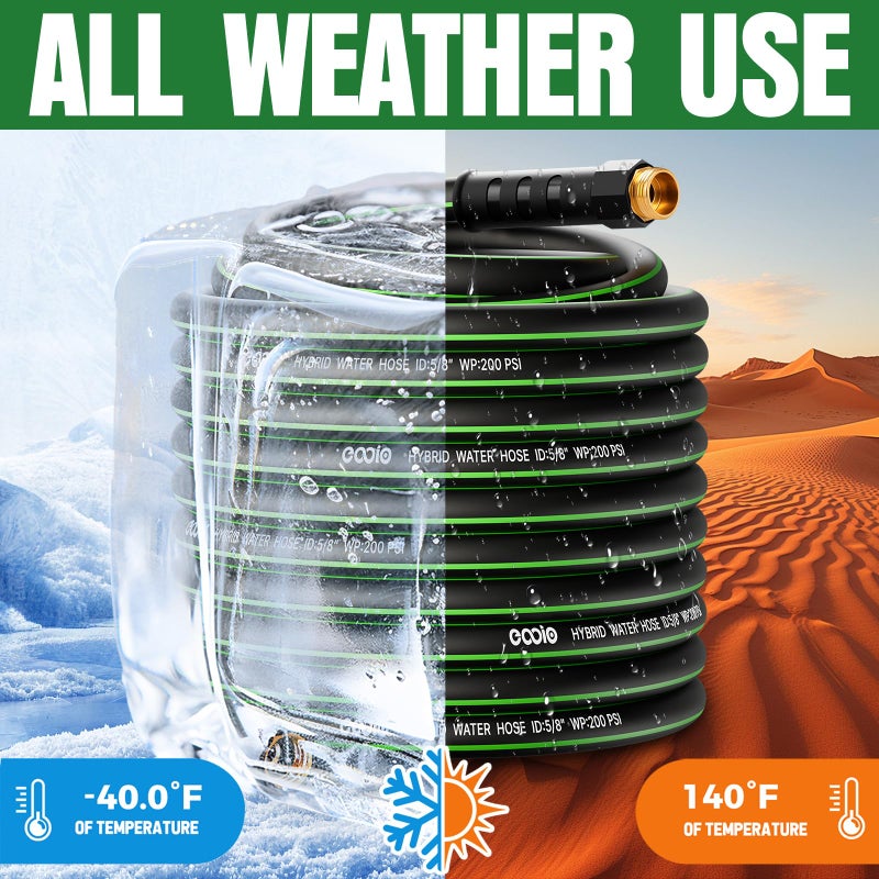EOOIO Heavy Duty Garden Hose 100ft, NON-EXPANDABLE Flexible Water Hose, Kink Resistant Lightweight Hybrid Hose, Leakproof Hose Male to Female Fittings - Image 5