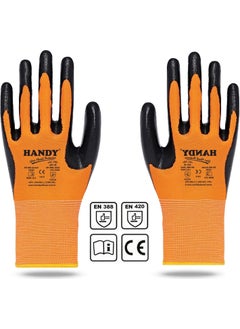 Handy Hn-16 Nitrile Coated Industrial Craftsman Gloves Protective Gloves 9/l (1 Pair)  - Image 2