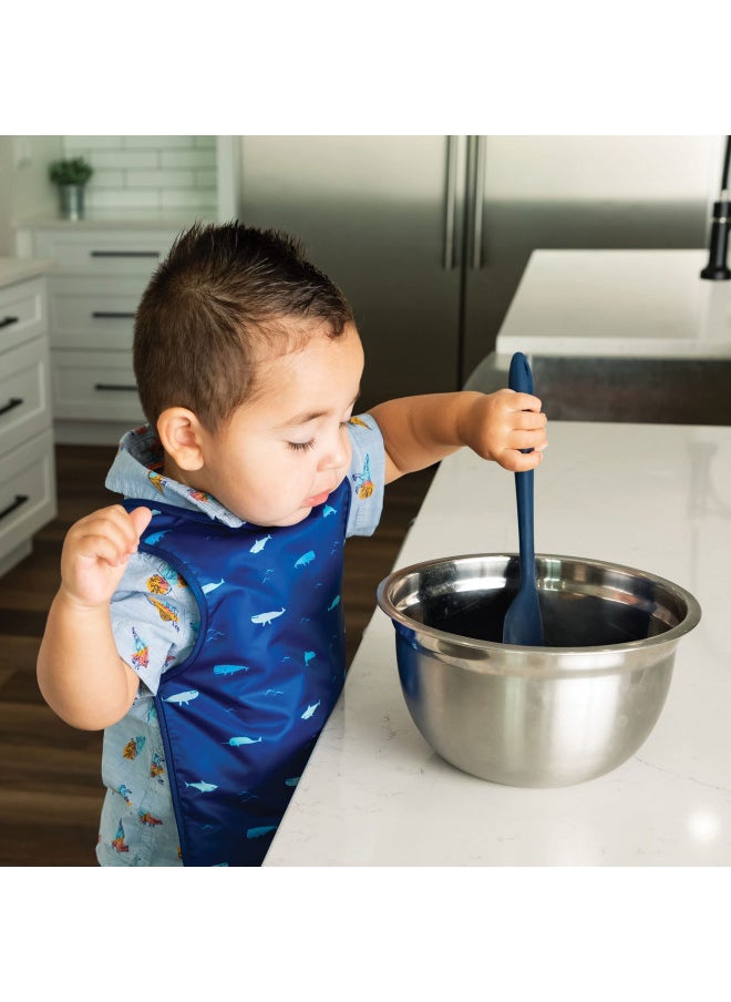 Tiny Twinkle Tiny Twinkle Mess Proof Baby Bib - Waterproof Baby Apron - Machine Washable - PVC, BPA, & Phthalate Free - Great Travel Bib for Baby Eating - Baby Food Bibs (Ocean Life, Large 2-4 Years)  - Image 1