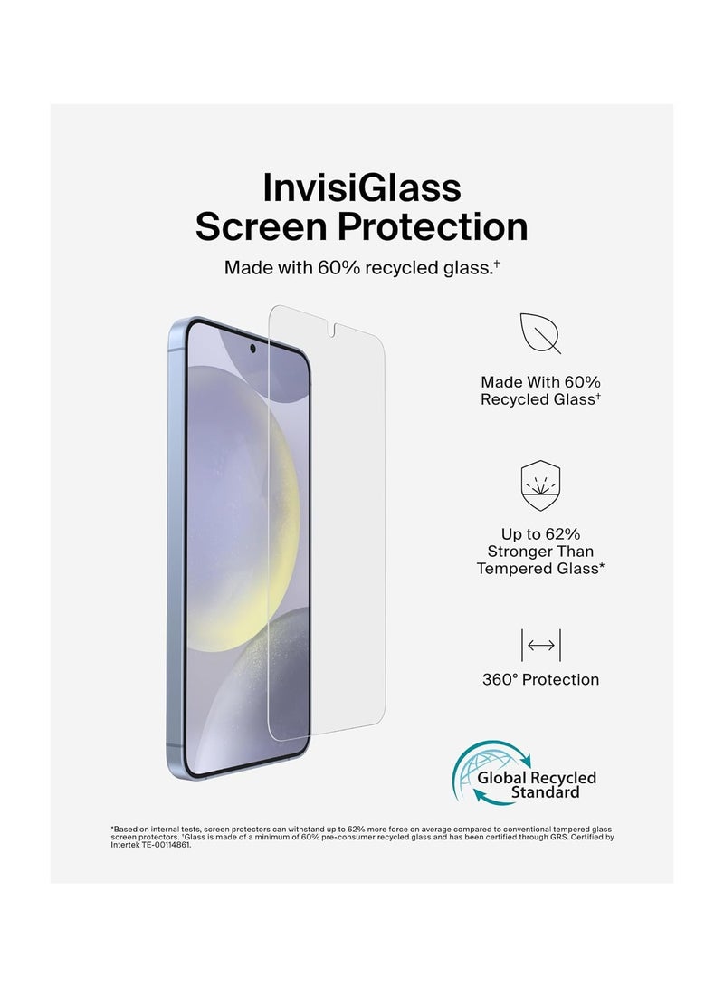 بيلكين يتميز واقي الشاشة المعالج Belkin ScreenForce InvisiGlass لهاتف Samsung Galaxy S25+‎ وS24+، بمقاومته للخدوش والصدمات مع علبة تسهيل المحاذاة لتركيب خالٍ من الفقاعات - زجاج معاد تدويره - Image 3