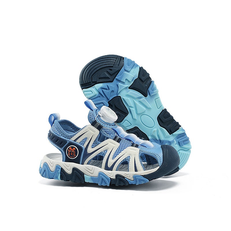 Babu Bean Boys Shoes 2024 Children'S Sandals Anti-Fall Anti-Collision Large Children'S Swivel Button Shoes - Image 1