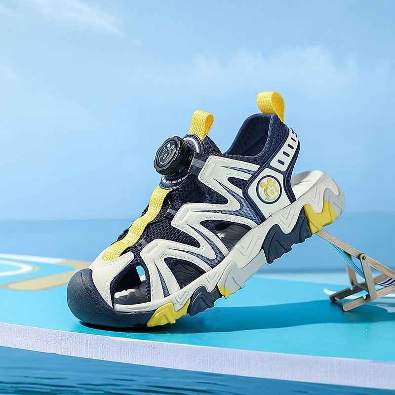 Babu Bean Boys Shoes 2024 Children'S Sandals Anti-Fall Anti-Collision Large Children'S Swivel Button Shoes - Image 3