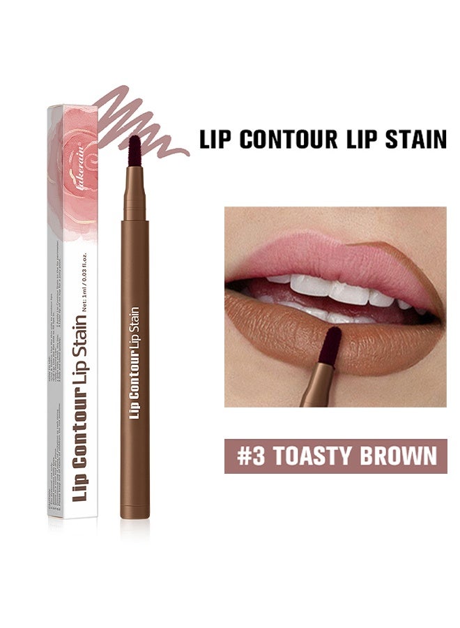 ليكرين تحديد شفاه مع صبغة الشفاه، 2 في 1 صبغة وحدود الشفاه، قلم تحديد سائل طويل الثبات مقاوم للماء #3 بني محمص - Image 2
