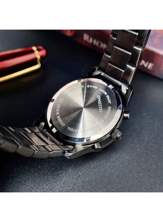 CITIZEN Chronograph Men's Watch AN8195‑58E, 42 mm Black Dial, Black Ion‑Plated Stainless Steel Bracelet, 100 m WR - Image 3