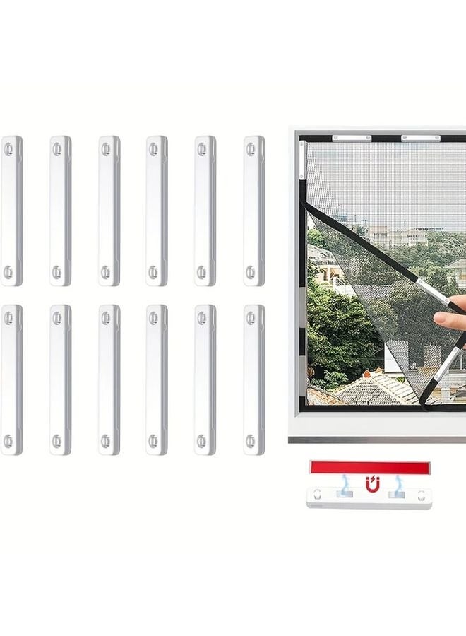 12pcs White Magnetic Fly Screen Clips Self Adhesive Window Mosquito Net Holder - Image 4