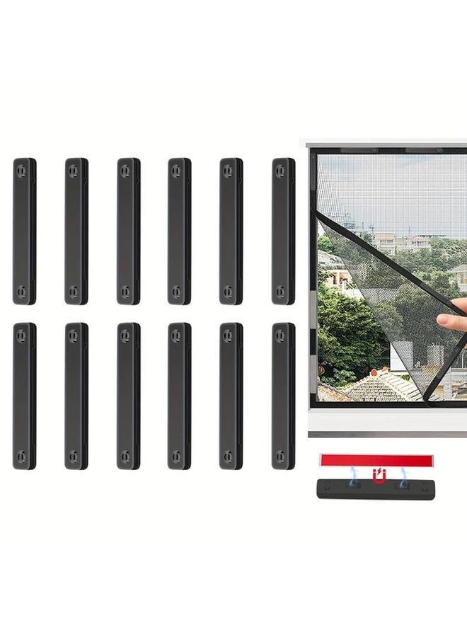 12pcs White Magnetic Fly Screen Clips Self Adhesive Window Mosquito Net Holder - Image 2