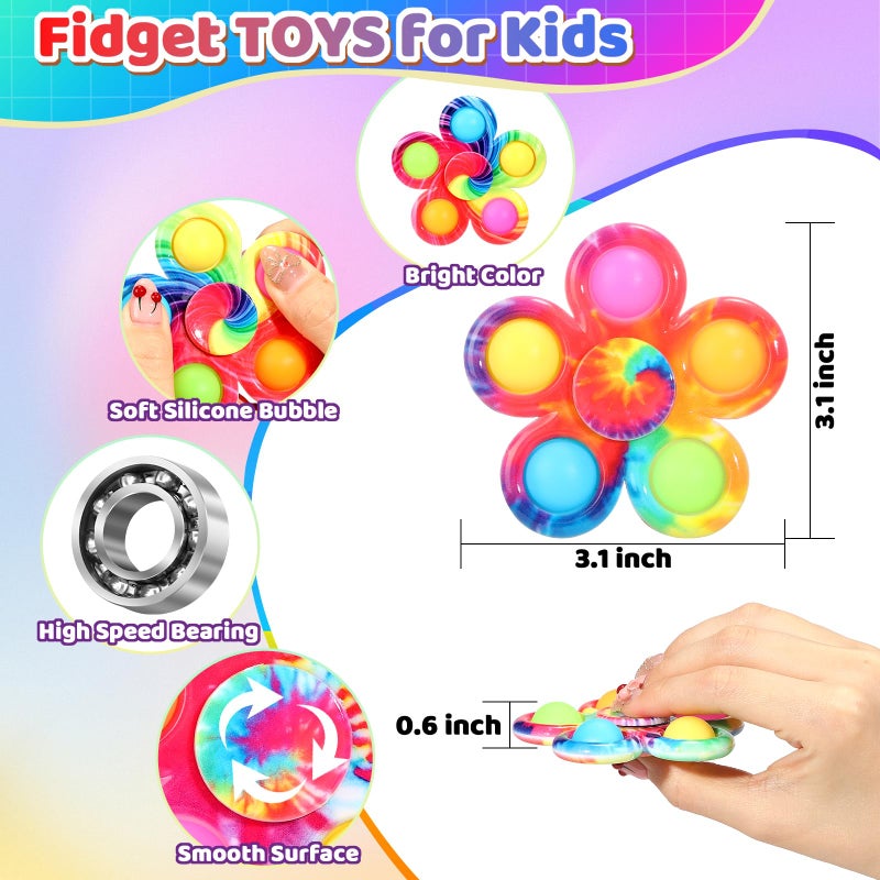 WELLVO 24 Pack Party Favors Pop Fidget Spinners Toys for Kids 48 812 Mini Sensory Fidget Bulk Toys for Classroom Prizes Goodie Bags Stocking Stuffers Birthday Party Gifts - Image 5