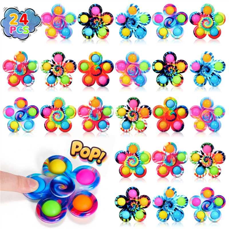 WELLVO 24 Pack Party Favors Pop Fidget Spinners Toys for Kids 48 812 Mini Sensory Fidget Bulk Toys for Classroom Prizes Goodie Bags Stocking Stuffers Birthday Party Gifts - Image 1