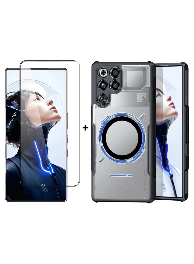 For ZTE Nubia Red Magic 11Pro / 11 Pro+ Magnetic Case and Screen Protector Accessorise, TPU+PC Shookproof Protection Bumper Back Cover, Anti-Yellowing Matte Translucent Protective Casing - Image 1