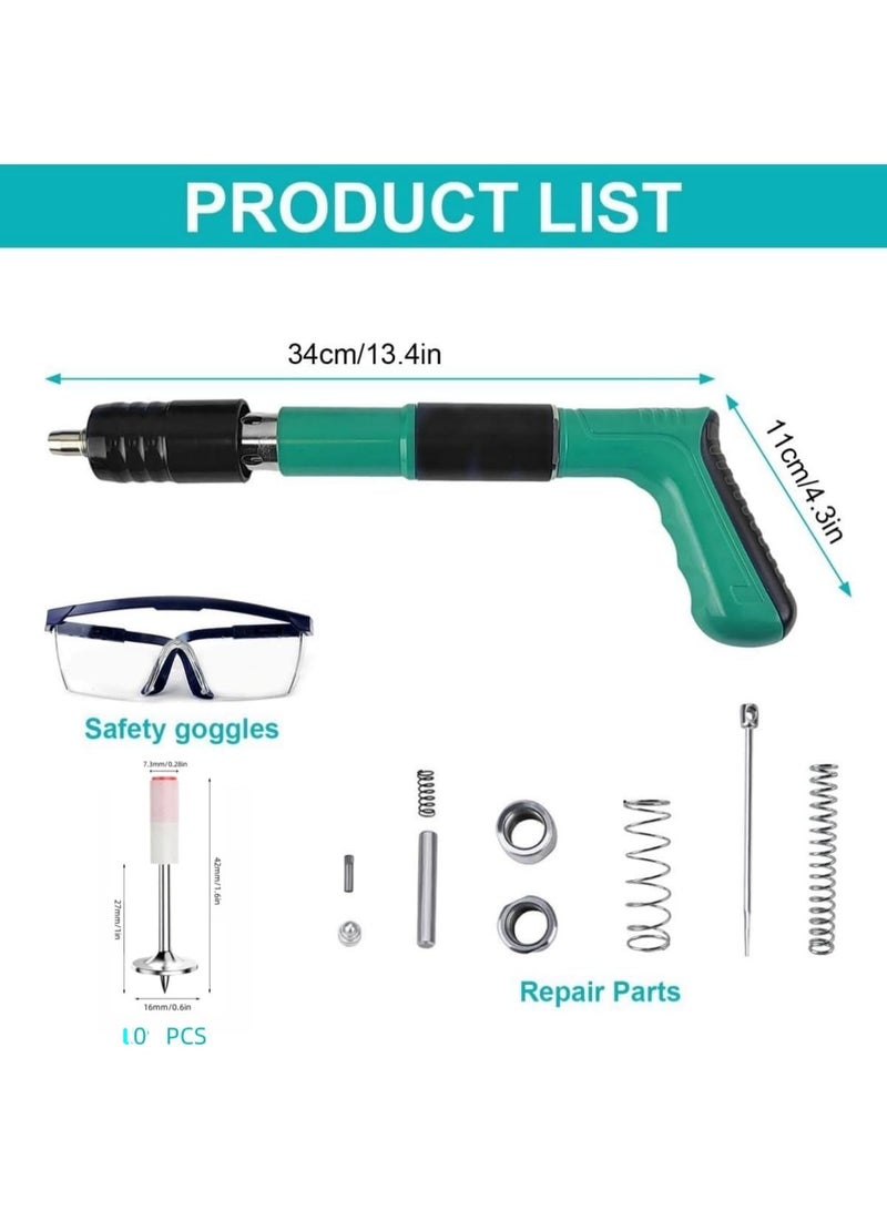 كيمايا مجموعة مسامير مسدسات الهواء المضغوط، جهاز دق المسامير مع 10 مسامير مستديرة ونظارات أمان، جهاز دق البراغي للخرسانة، أداة يدوية لدق المسامير، مسدس مطرقة، للصلب والخرسانة، سهل الاستخدام - Image 2
