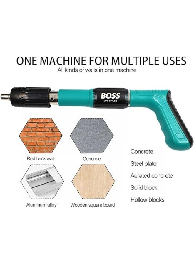 كيمايا مجموعة مسامير مسدسات الهواء المضغوط، جهاز دق المسامير مع 10 مسامير مستديرة ونظارات أمان، جهاز دق البراغي للخرسانة، أداة يدوية لدق المسامير، مسدس مطرقة، للصلب والخرسانة، سهل الاستخدام - Image 3