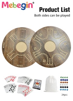 MEBEGIN Jackaroo Board Game Set with 24 Marbles and 54 Playing Cards, Fun Table Games for 4-6 Players, Wooden Creative Puzzle Toys, Parent-child Recreational Toys, Suitable for Family Activities and Parties, 54*54CM  - Image 3