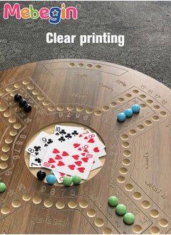 MEBEGIN Jackaroo Board Game Set with 24 Marbles and 54 Playing Cards, Fun Table Games for 4-6 Players, Wooden Creative Puzzle Toys, Parent-child Recreational Toys, Suitable for Family Activities and Parties, 54*54CM  - Image 5