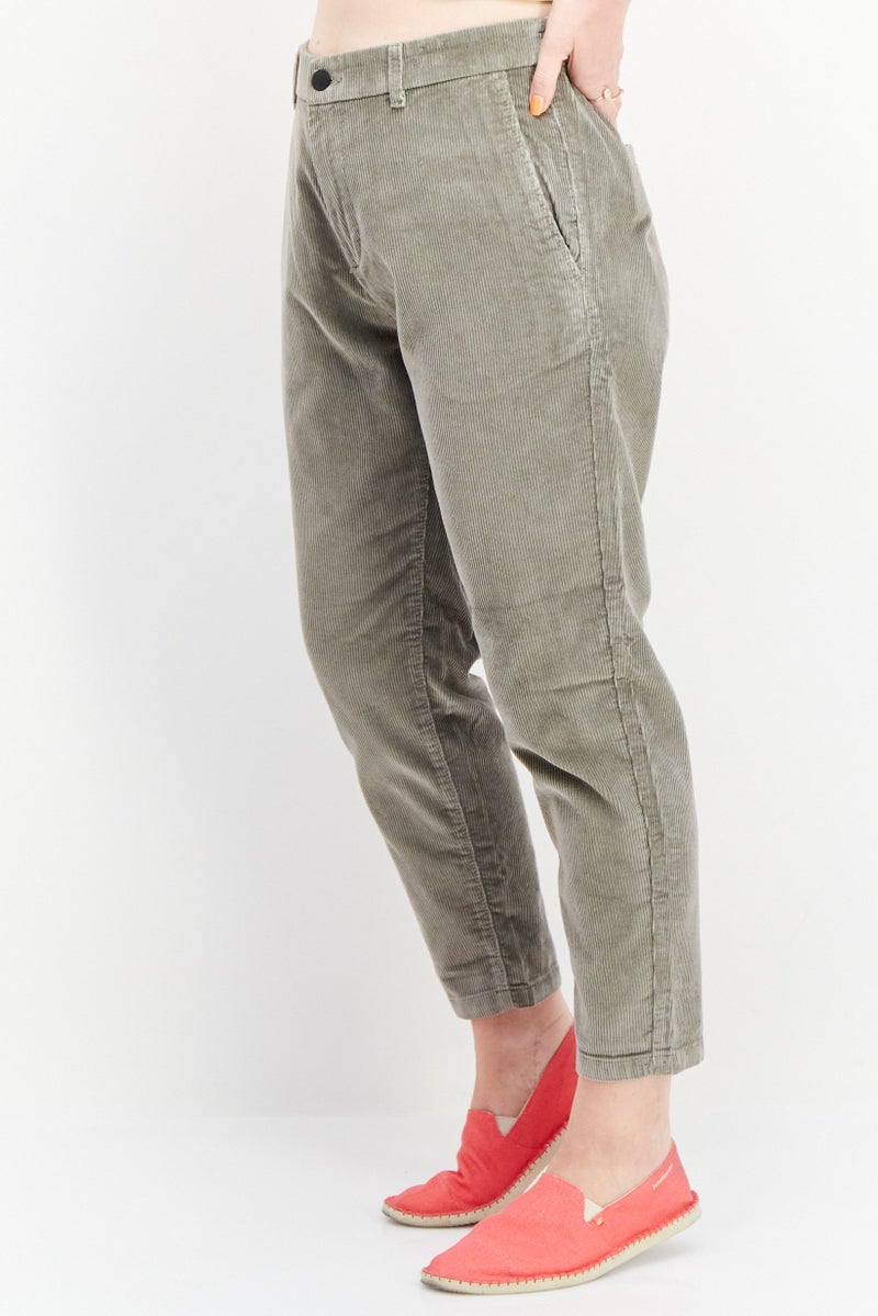 ESPRIT Women Regular Fit  Riped  Chino Pant,  Olive - Image 3